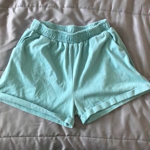Turquoise knitted shorts